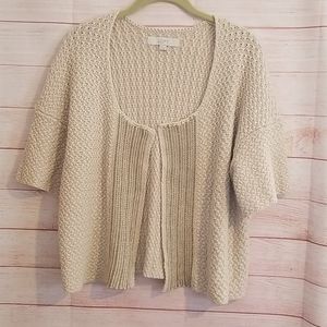 Ann Taylor Loft Cream Knit Cropped Cardigan